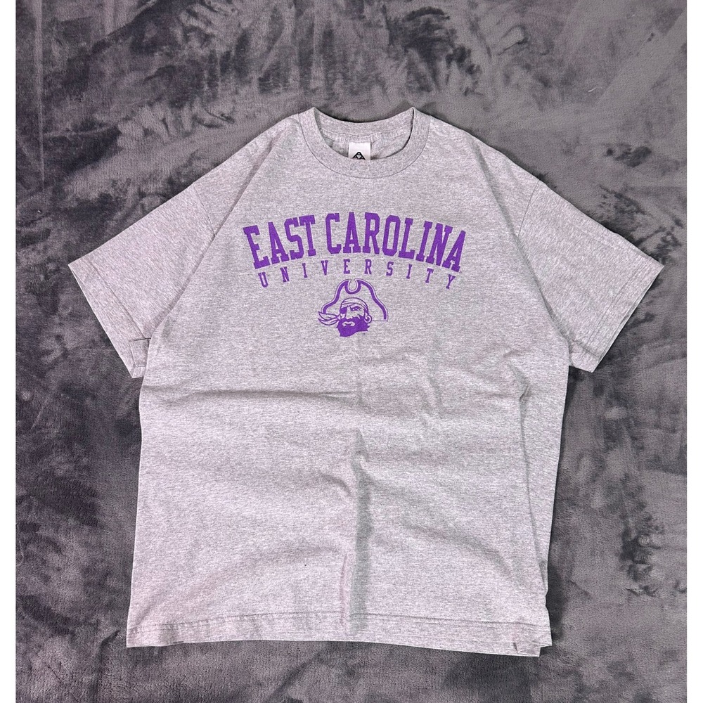 Vintage East Carolina University Pirates Purple Logo Graphic T Shirt Size XL‎